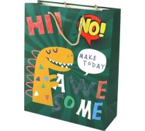 Leantoys Papīra Soma Dāvanu Zaļš Dinozaurs 41,5cm X 30cm X 12cm