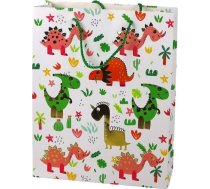 Leantoys Papīra Soma Dāvanu Krāsaini Dinozauri Palmas 32 Cm X 26 Cm X 10 Cm