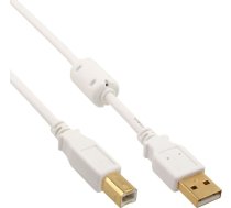 Kabelis Usb Inline Usb-a - Usb-b 1 M Balts (34510w)