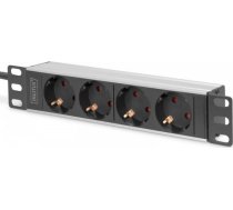 Digitus Barošanas Sloksne Digitus Skapjiem 10" Rack 4xschuko, 2m 1xschuko, 16a, Alumīnija
