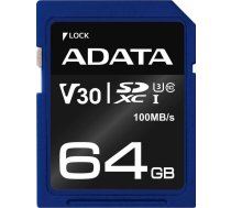 Karte Adata Premier Pro Sdxc 64 Gb Class 10 Uhs-i/u3 V30 (asdx64gui3v30s-r)