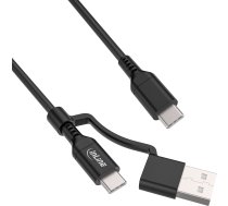 Inline® 2-in-1 Usb-c Kabelis + Usb-a Adapteris, Usb 2.0, 100w, Tpe, Melns, 1m