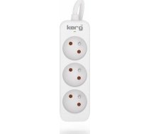 Kerg Pagarinātājs Kerg Bez Slēdža-3 Kontaktligzdas-balts-pelēks-1,5m-10a-h05vv-f-3x1,0mm2