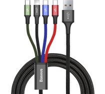Kabelis Usb Baseus Usb-a - 2x Usb-c + Lightning + Microusb 1.2 M Melns (ca1t4-b01)