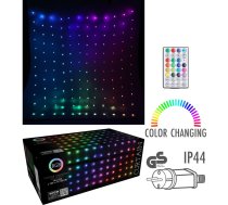 Ziemassvētku Gaismas Priekškars Gaismas Zew/wew 144 Led Rgb 120x120cm Ar Pulti Daudzkrāsains