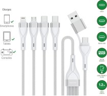 Kabelis Usb 4smarts Usb-a + Usb-c - 2x Usb-c + Lightning + Microusb 1.2 M Balts (541024)