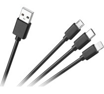 Kabelis Usb Cabletech Usb-a - Usb-c + Microusb + Lightning 1.2 M Melns (kpo3945)