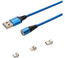 Kabelis Usb Savio Usb-a - Usb-c + Microusb + Lightning 2 M Debeszils Magnētisks (cl-157)