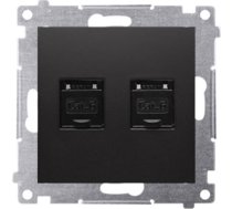 Kontakt-simon Simon 54 Ligzda Datoru Dubults Rj45 Kategorija 6 Z Przesłoną Przeciwkurzową (Modulis) Melns Mat D62.01/49