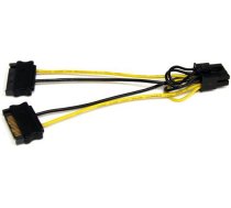 Startech Sata 15-pin - Pcie 8-pin, 0.15m, Dzeltens (satpciex8adp)