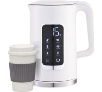 Platinet Tējkanna Kettle Lcd Display 1,7l 5 Temperature Settings + 450 Ml Travel Mug, White [45980]
