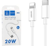 Kabelis Usb Vega Denmen Kabelis Usb Pd Tips-c - Lightning 20w 3,6a Wzmacninany Balts 2m D65>