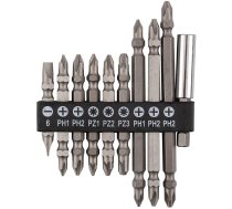Komplekts Biti Divpusējs Sl6, Ph1x2, Ph2x3, Pz1/2/3, Ar Rokturi Magnētisko 60 Mm, 10gab.
