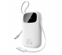 Powerbank Baseus Enerfill Fc31 20000mah 22.5w Ar Displeju Digitālo I 2 Wbudowanymi Kablami (usb-c + Lightning) - Balts