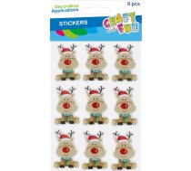 Ziemassvētku Rotājums Craft With Fun Rotājums Bn Uzlīmes Renifer 3d 9gab Cf Pbh 12/144