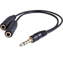 Kabelis Jack 3.5mm - Jack 3.5mm X2 0.2m Melns