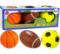 Leantoys Komplekts Mīksto Bumbas Sporta 3in1 Futbola Bumba Basketbols Lean Toys