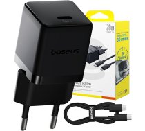 Lādētājs Tíkla Baseus Palm 1c 20w (ar Kabeli Baseus Mini White Usb-c 60w (20v/3a) 1m) - Melna