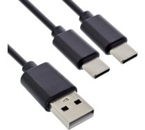 Inline® Usb 2in1 Y-uzlādes Kabelis, 1x Usb-a Stecker An 2x Usb-c Stecker, Melns 1m