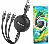 Kabelis Usb Partner Tele.com Hoco Kabelis 3in1 Usb A Do Lightning / Micro Usb / Tips C 2a X75 1 M Melns