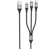 Kabelis Usb Hoco Hoco Kabelis 3in1 Usb A Do Lightning / Micro Usb / Tips C 2,4a X102 1 M Melns