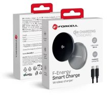 Lādētājs Indukcijas Forcell F-energy Smart Charge Usb C Qi2 15w Zgodna Ar Magsafe Z Odpinanym Kablem 1,5 M Sudraba