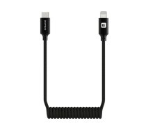 Kabelis Evelatus AutoSpring Coiled Cable USB C to Lightning connector 1.2M black cable