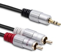 Kabelis Qoltec Jack 3.5mm - Rca (cinch) X2 1m Melns (52339)