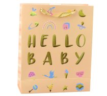 Hello Baby Gift Bag Peach 32 x 26 x 10cm