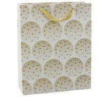 Elegant Gift Bag Gold Stars White 32 x 26 x 12 cm