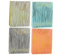 Paper Gift Bag Wavy Lines Gold 32 x 26 x 12 cm
