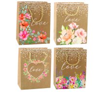Gift Bag Love Inscription Flowers 23 x 18 x 10.5 cm