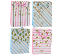 Paper Gift Bag Blue Pink Glitter 23 x 18 x 10.5 cm