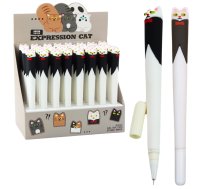 Cat With Bow Gels Pen Blue Ink Cap Black And White 16.5cm
