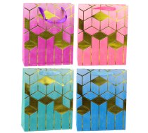 Paper Gift Bag Geometric Patterns Gold 32 x 26 x 12 cm