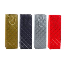 Wine Bottle Paper Gift Bag Silver Elements 35 x 12 x 9 cm