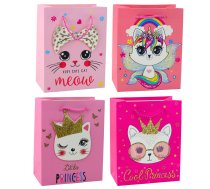 Paper Gift Bag Kittens Glitter Pink 23 x 18 x 10.5 cm