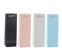 Wine Bottle Paper Gift Bag Gold Dots 35 x 12 x 9 cm