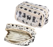 Pencil Case School Kit Black Cats White 21cm