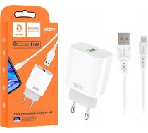 Lādētājs Vega Lādētājs Tíkla 2.1a 10w Balta Denmen 2100ma 2xusb Dc02 + Kabelis Tips-c White>