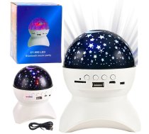 Lampa Nakts Projektors Zvaigžņu Skaļrunis 3in1 Led Bluetooth Balta