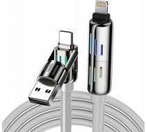 Kabelis Usb Blitzwolf Usb-a + Usb-c - Usb-c + Lightning 1.2 M Pelēks (070836)