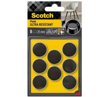 Ultra Odporne Spilventiņi Filca Scotch, Apaļš, 25mm, 8gab., Melns-balts