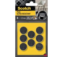 Ultra Odporne Spilventiņi Filca Scotch, Apaļš, 22mm, 8gab., Melns-balts