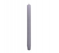 Svece Galda Gara Ryflowana Donau Home, 25x300 Mm, 4gab., pelēka