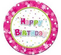 Aster šķīvji Papīra 18 Cm Happy Birthday - 6gab