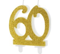 Party Deco Svece Na 60-tke Ar Zelta Brokatem - 1gab. Universāls