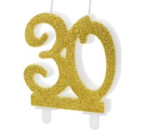 Party Deco Svece Na 30-tke Ar Zelta Brokatem - 1gab. Universāls