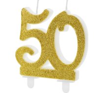 Party Deco Svece Na 50-tke Ar Zelta Brokatem - 1gab. Universāls