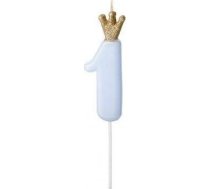 Party Deco Svece Dzimšanas Dienas Numurs 1, Gaišs Debeszils, 9.5 Cm One Size
